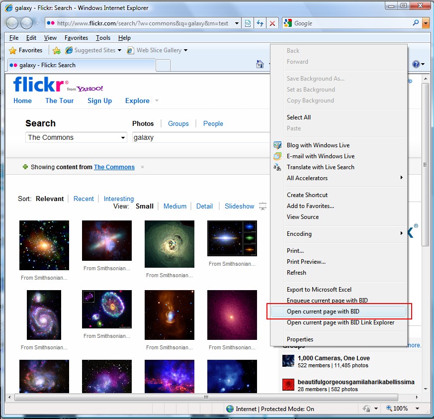 Open Current Page with BID